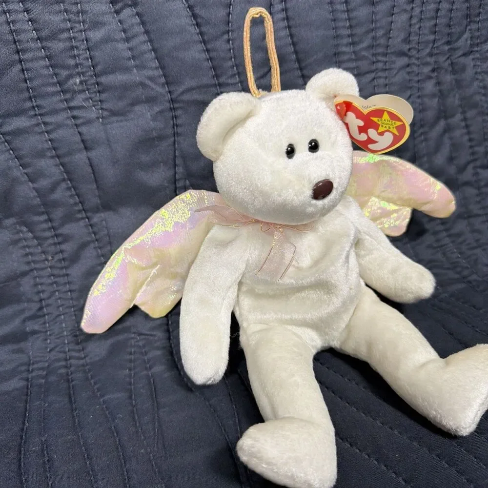Ty Beanie Baby Halo Angel Bear 1998 DOB White Plush w/ Hang Tag Retired